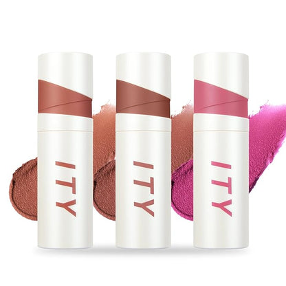 ITY Velvet Matte Finish Lip Stain-Mousse Textured Lip Clay, Conceals Lip Lines, Rich Pigment Lip Tint Lipsticks,3 Pack, 0.14 oz (4g) in Petal, Berrylicious, Orchid