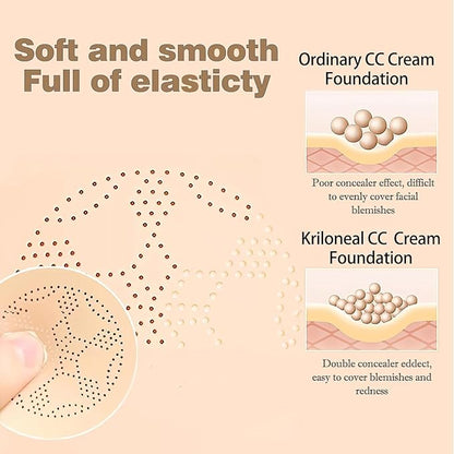 2Pack Mushroom Head Air Cushion CC Cream Foundation, Natural Moisturizing Matte Oil Control Concealer, Bright Makeup Base, Long Lasting Liquid Foundation with Two Mushroom Head Sponges