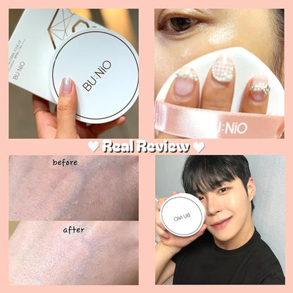 Calming Cool Tone up sun Cushion Foundation SPF50+ CC/BB Cream(0.88FlOz) Transparent&Natural tone-up&Even skin tone-Whitening&Wrinkle Improvement,Derma tested (Pink Beige, 0.88Fl Oz (Refill))