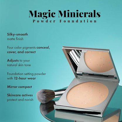 Magic Minerals by Jerome Alexander Jumbo Size Mineral Powder Foundation with Color Correctors, Antioxidant Skincare Formula (Light)