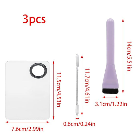 Makeup Accessories Set, Makeup Mixing Palette, Foundation Brush, Spatula Tool (Purple)