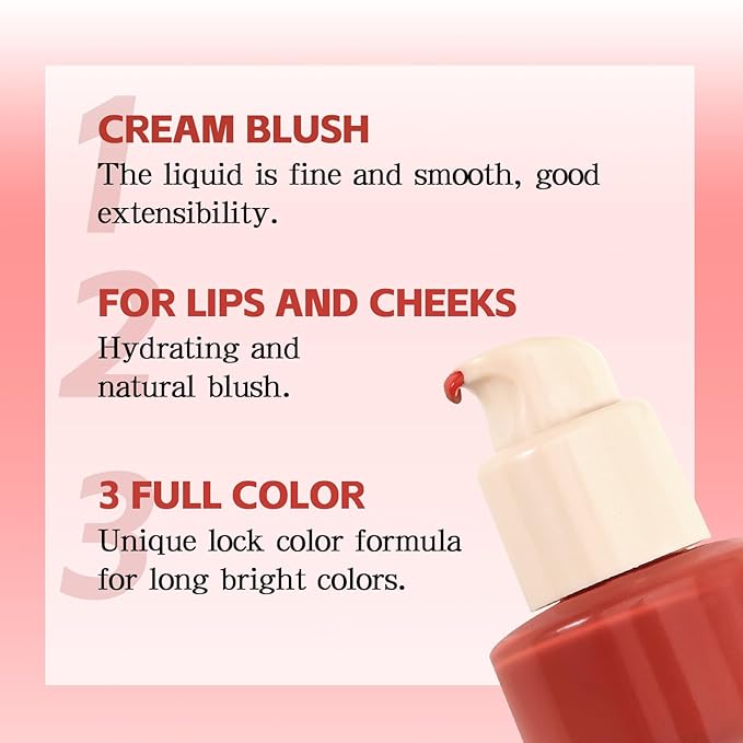 Liquid Blush, Multi-Use Make Up for Cheeks & Lips, High Pigment Matte Blush, Silky Creamy & Blendable Color for Highlighting Contour, Creating a Natural Moisturizing Finish