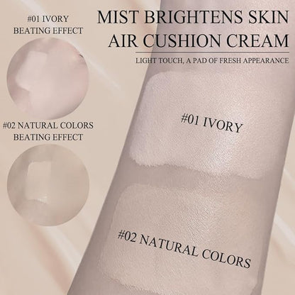 Air Cushion Cream, Face Makeup Foundation for Mature Skin Moisturizing Concealer Brighten Long-Lasting, Even Skin Tone for All Skin Types,With Replacement Core (01, ivory white)