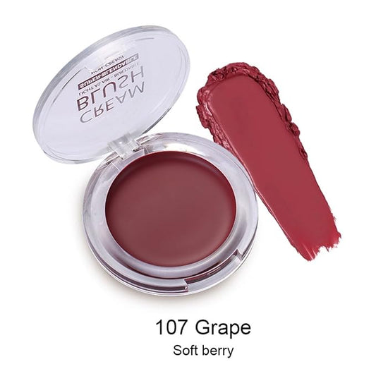 MAEPEOR Cream Face Blush 8 Color Lightweight Smooth Natural Look Matte Face Blush Long-Lasting Buildable Blusher for Cheeks (107 Grape)