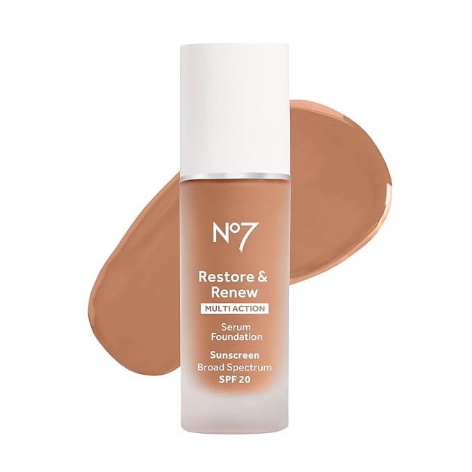 No7 Lift & Luminate Triple Action Serum Foundation - Liquid Makeup with SPF 15 for a Dewy, Glowy Base - Radiant Formula for Mature Skin - Dune (1 Fl Oz)