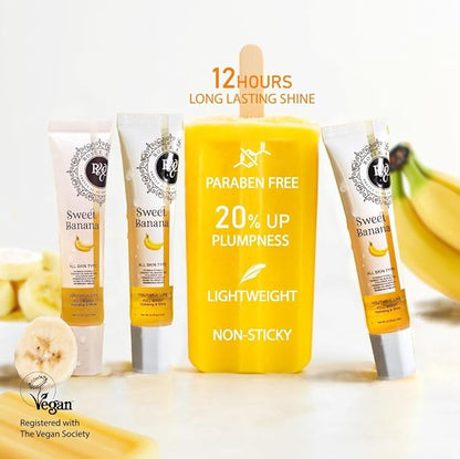 ROSÉE & CO Rosee Lip Gloss Vegan & Cruelty Free Treatment, Professional Make up, Long Lasting Glossy with Shea Butter, Moisturize, Protect & Smooth, High Shine, Non-Sticky - Set of 4-5