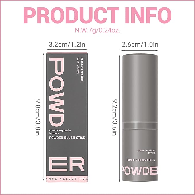 Erinde Blush Stick for Cheeks, Cream to Powder Blush Stick, Matte Blendable Buildable Color, Built-In Silicone Blush Brush, Cream Blush Stick for Cheek, Eyes & Lips, Vegan & Cruelty Free, 06