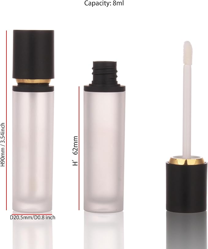COSIDEA 30PCS Empty Black thick Lip Gloss Tubes 8ml lipgloss Tube with Wand Applicator for Lip oil tint bottles container small business