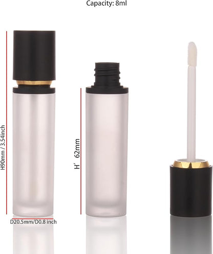 COSIDEA 30PCS Empty Black thick Lip Gloss Tubes 8ml lipgloss Tube with Wand Applicator for Lip oil tint bottles container small business