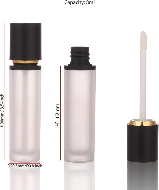 COSIDEA 30PCS Empty Black thick Lip Gloss Tubes 8ml lipgloss Tube with Wand Applicator for Lip oil tint bottles container small business