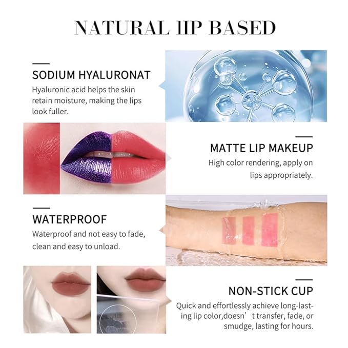 Pipe-off lip liner stain,line tattoo high-color Tint,Smudge-Proof,Waterproof,light brown/dark brown/burgundy long-lasting,Nude Matte Tint,Non-Fading, Full Coverage（#3 Hot Pink）