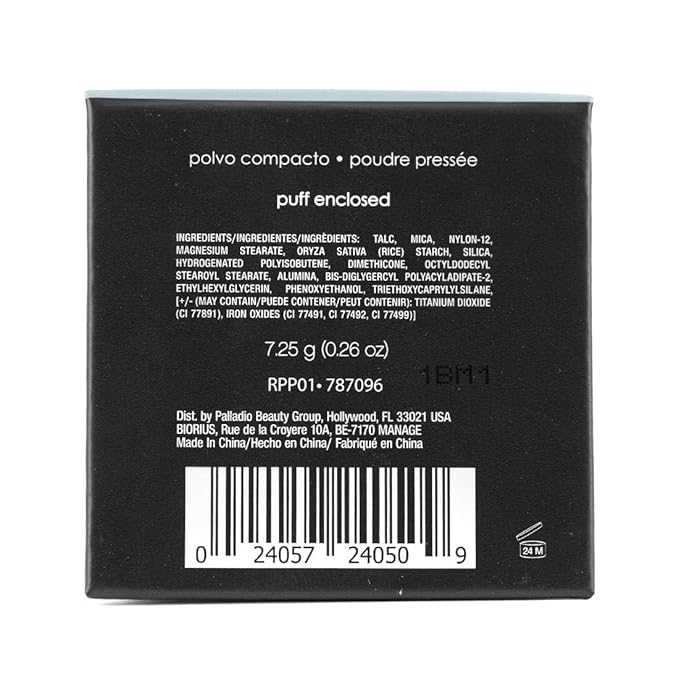 Palladio, Pressed Rice Powder with Mirror Mattifying Makeup Setting that Lasts All Day Instantly Absorbs Oil Works alone or with makeup, Translucent, 0.26 Ounce