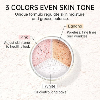 CATKIN Loose Setting Powder - Translucent Matte Finishing Powder, 3 Colors Even Skin Tone, Oil Control Makeup Pore Minimizing Powder with Velour Puff (0.42oz, C02 Matte for Oily Skin)