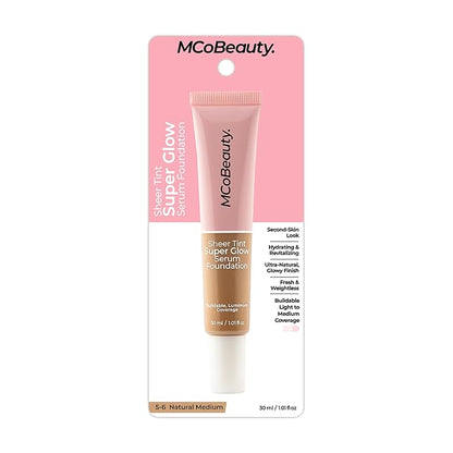 MCoBeauty Super Glow Sheer TINT Serum Foundation 7-8, Ultra-Invisible, Skin Perfecting, Lightweight, with Kiwi Fruit Extract and Shea Butter, Vegan, Cruelty Free Cosmetics