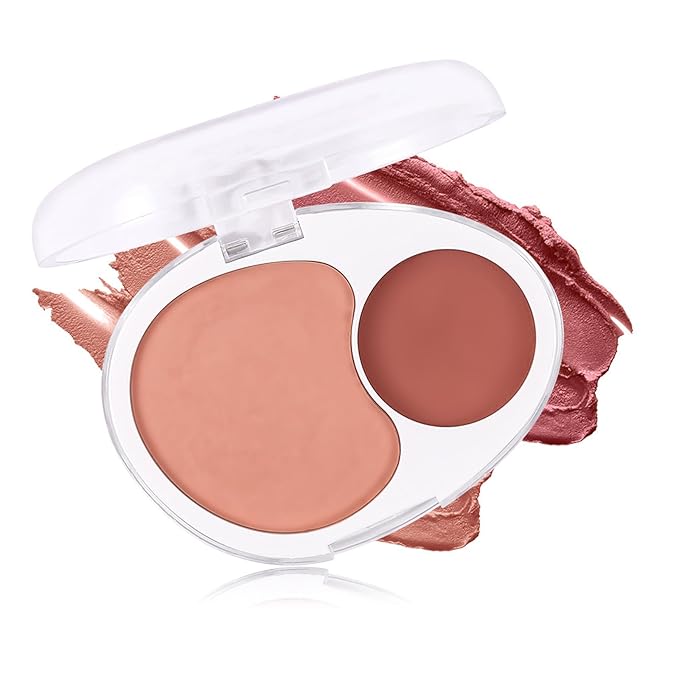 Dual-Tone Face Blush Palette for Cheeks - Waterproof, Long-Lasting, Satin Finish, Creamy Texture, Sculpting, All Skin Tones, Squalane, Highlighting, for Home, Travel, Makeup 2 Tone Tint 9#