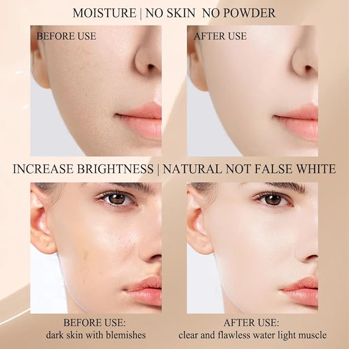 Air Cushion Cream, Face Makeup Foundation for Mature Skin Moisturizing Concealer Brighten Long-Lasting, Even Skin Tone for All Skin Types,With Replacement Core (01, ivory white)