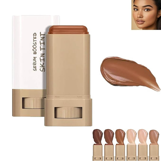 Skween Serum Boosted Skin Tint Balm for Black Women, Skween Serum Boosted Hydration Beauty Balm, Solid Tinted Foundation Stick, Moisturizing, Light, Non-Greasy, Natural Finish Makeup (#03, standard)