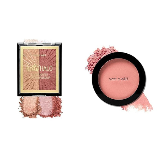 Wet n Wild MegaGlo Blushlighter Blendable Blush & Highlighter Set with Color Icon Blush Effortless Glow & Seamless Blend Infused with Jojoba Oil
