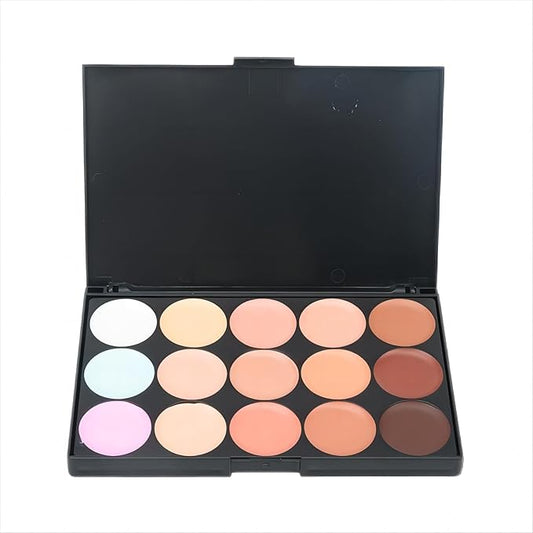 15 Colors Concealer Foundation Contouring Cream and Highlighter Makeup Set - Contouring Foundation/Concealer Palette - Vegan, Animal free and hypoallergenic (z15-01)