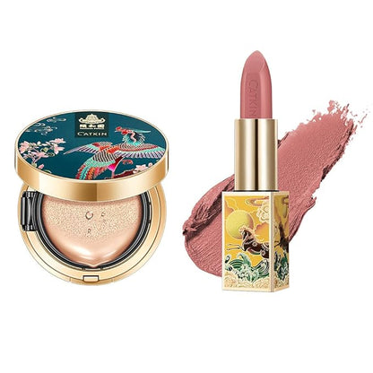 CATKIN 2Pcs Makeup Set Includes BB Cream Air Cushion Foundation C01 And Matte Lipstick CO157