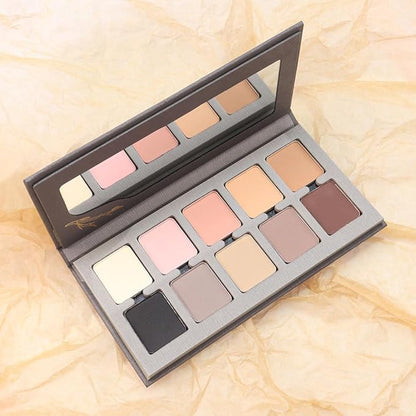 10 Colors Nude Brown Pink Matte Shimmer Eyeshadow Palette for Eye Makeup,High Pigmented Tan Black Eye Shadow Primers Powder Palet de sombras de ojos