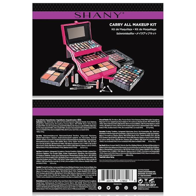 SHANY All In One Makeup Kit - Eyeshadow, Blush, Face Powder, Lipstick, Eye Liner, Makeup Pencils & Mirror - Reusable Storage Box - Pink