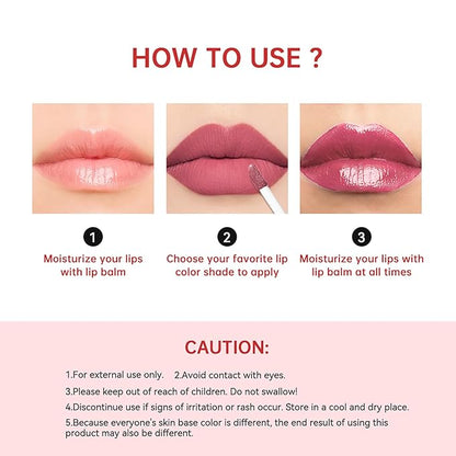 Long Lasting Moisturizing Lip Gloss Set,High Pigmented Lip Stain Hydrating Liquid Lipstick Lip Balm,Waterproof Smooth Shiny Matte Glossy Finish Lip Makeup Kits(#3-Queen of Aura, Pack of 2)