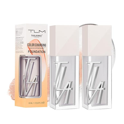Foundation Makeup, Colour Changing Foundation, Moisturises Skin,Creates a Natural, Flawless Makeup, Waterproof and Sweatproof, Suitable for Many Skin Tones, 35ml*2