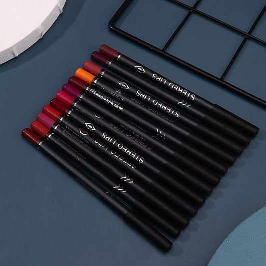 Lipliner Set Italia Deluxe 14×6×2 Vibely 12pcs Lipliner Waterproof Matte Lip Liner Pencil Lip Makeup Cosmetic Pen Set