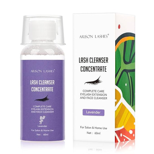 Eyelash Cleanser Concentrate 60ml Professional Lash Extensions Shampoo Natural Foaming Cleanser for Extensions Lashes with Salon Home Care-Makes 12 Bottles 60ml Eyelash Shampoo (lavender)