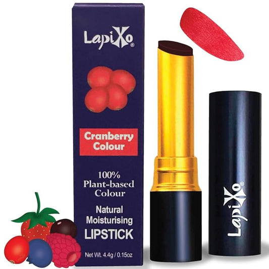100% Plant-based Color Lipstick, Unique Formula, Natural + Moisturizing | Non-Toxic, All Food Ingredients, Antioxidant-rich, Natural Matte Vibrant Color, 4.4g/0.15oz (Cranberry color)