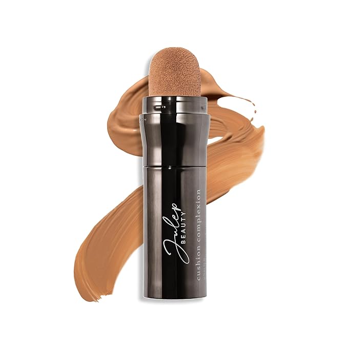 Julep Cushion Complexion Medium Coverage Foundation - Caramel | Covers, Brightens & Evens Skin Tone | On-The-Go Cushion Applicator | Hyaluronic Acid, Vitamin B5 & E