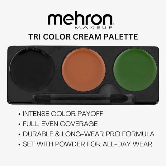 Mehron Makeup Tri-Color Character Makeup Palette | Halloween, Special Effects and Theater Cream FX Palette | Face Paint .7 oz (20 g) (CAMOUFLAGE)