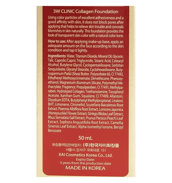 [3w Clinic] Collagen Foundation 50ml/ Perfect Cover Bb Cream/#23 Natural Beige