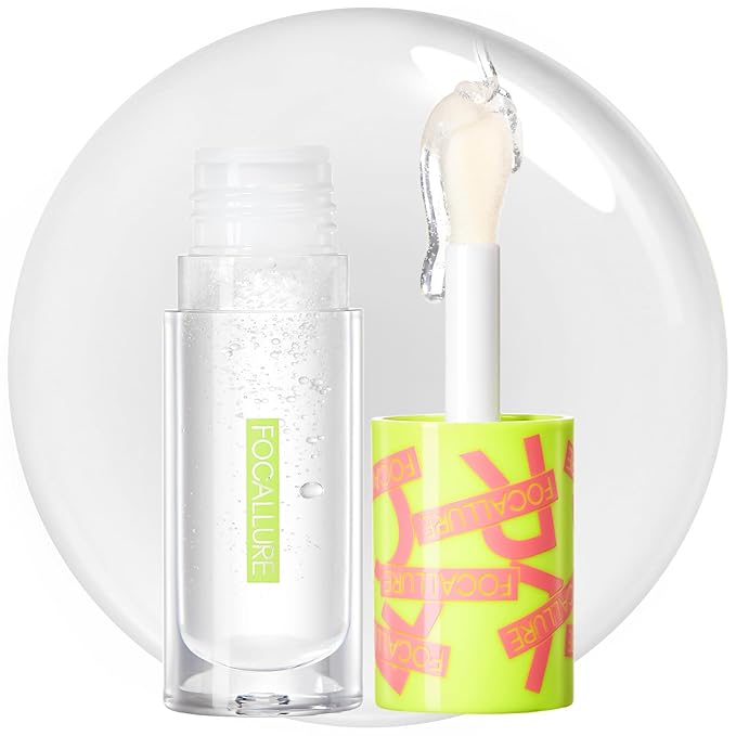 FOCALLURE Lip Oil,Moisturizing,Hydrating Lip Gloss,Transparent Toot Lip Glow Oil,Shiny Glossy Finish,Non-Sticky,Long Lasting,Tinted Lip Balm for Dry Lips and Lip Care,Splash Pool