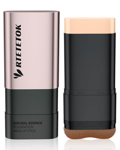 Foundation Stick Makeup with Brush Medium Coverage, Foundation Stick Smooth Long Lasting, Portable Face Eraser Base Make Up Lightweight for Dry and Combination Skin - Natural