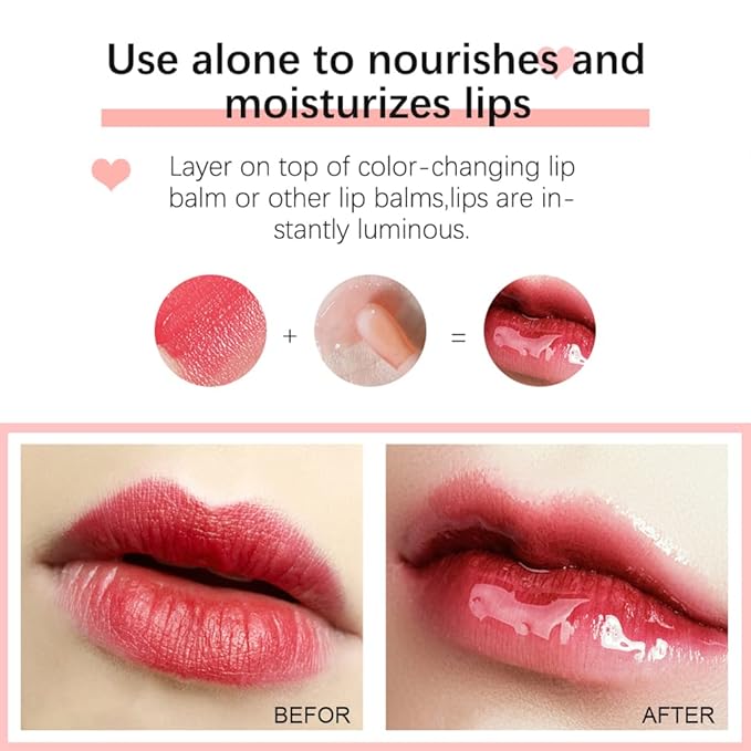 Miniling Hydrating Plumping Lip Oil Gloss Balm Care Transparent Toot Oil, Tinted Sheer Color Liquid Moisturizing Non-Sticky Nourishing Repairing Products(PINK)