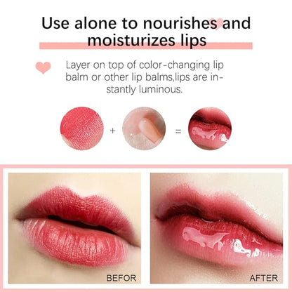 Miniling Hydrating Plumping Lip Oil Gloss Balm Care Transparent Toot Oil, Tinted Sheer Color Liquid Moisturizing Non-Sticky Nourishing Repairing Products(PINK)