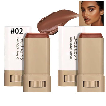 2 Pcs Foundation Stick Beauty Balm Serum Boosted Skin Tint, 2025 New Makeup Tint, Portabl Moisturizing Essence Contour Stick Foundation Beauty Balm (#02)
