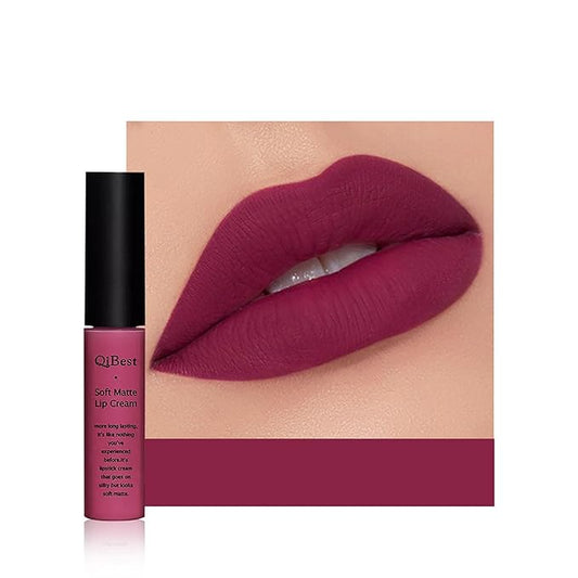 Velvet Matte Liquid Lipstick Makeup Long-Lasting and Waterproof Wear, Non-Stick Cup Lip Gloss,(Deep Purple 604)