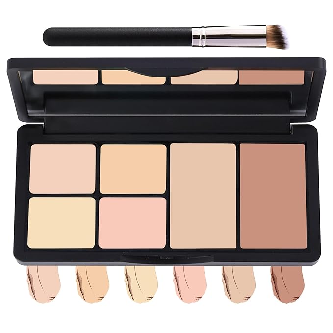 6 Colors Correcting Concealer Contour Makeup Palette,Cream Concealer Contour Palette for Dark Circles Blemish Redness,Highlighting Long Lasting Contouring Liquid Foundation Makeup with Brush（02）