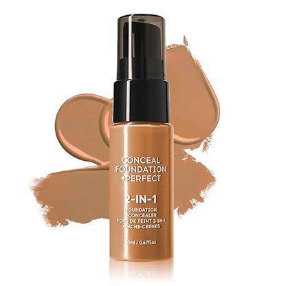 Concealer Full Coverage Foundation for Mature Skin,Oil Control Matte 2 in 1 Concealer liquid Foundation Makeup Waterproof Base De Maquillaje Alta Cobertura-05 Warm Honey