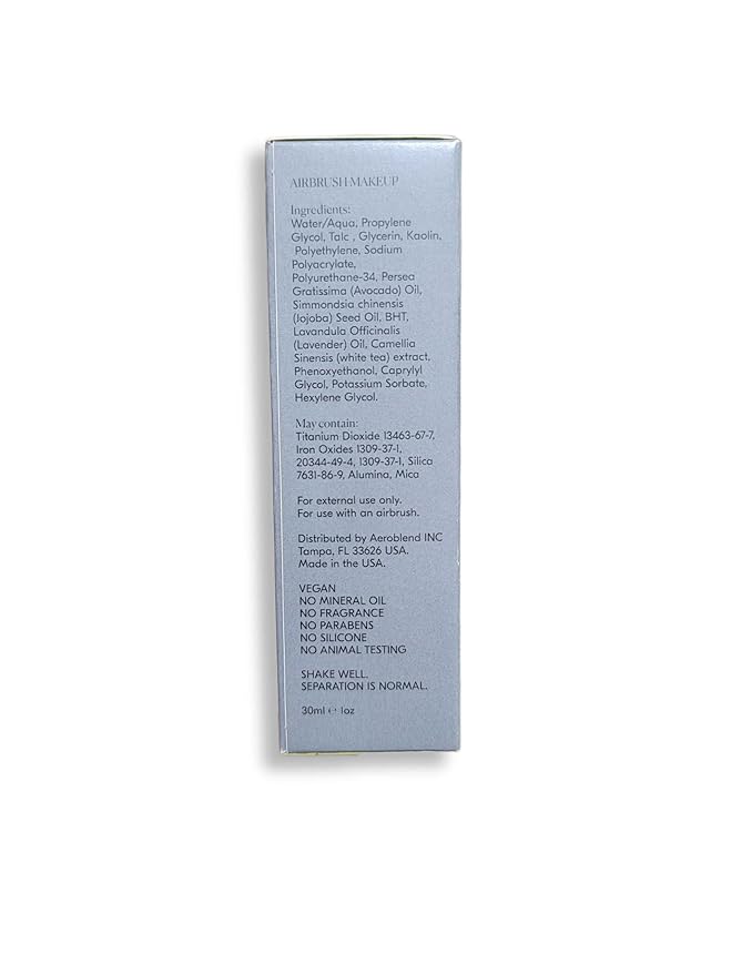 AEROBLEND Airbrush Foundation Makeup (N20) Professional, Water-Based, Buildable, Long-wearing, For all skin types, 1 oz