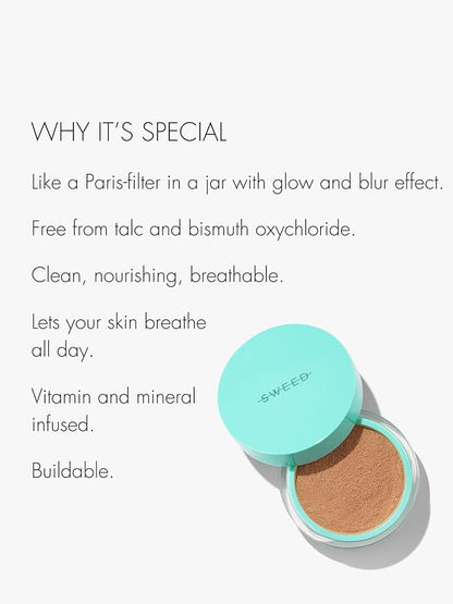 SWEED - Miracle Powder Mineral Foundation | Vitamin C + E, Hydrolyzed Collagen | Nourishes, Protects, Breathable | Vegan, Cruelty-Free, Clean Beauty (Tan 04, 0.25 oz | 7 g)