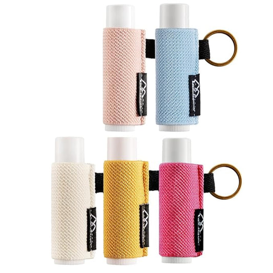 WK IEASON - Lip Balm Holder Keychain Clip On Lipstick Sleeve Chapstick Sleeve Holder Keychain Pack of 5