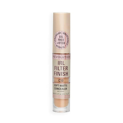Revolution, IRL Filter Finish Concealer, Full Coverage, Oil-Free, Long-Lasting & Lightweight Formula, Infused with Hyaluronic Acid, Vegan & Cruelty-Free, C10, 0.21 oz