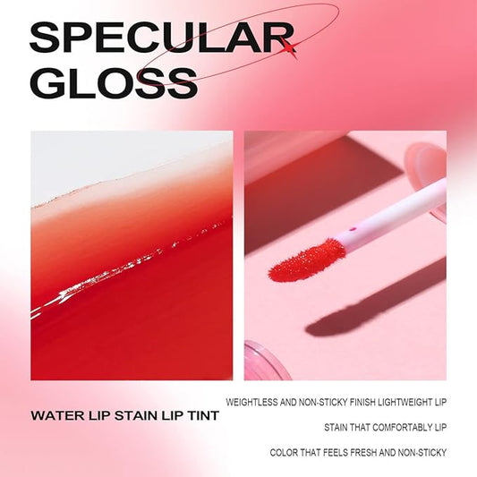 6 Colors Water Lip Tint Stain, 2 In 1 Lip & Cheek Tint Moisturizing Mini Liquid Lipstick, Matte Velvet Water Tint Lip Gloss, Blusher Water Tint Makeup, Long-lasting Waterproof Non-Sticky Lip Glaze (#06)