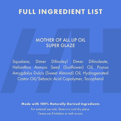 Handmade Heroes 100% Natural Vegan Lip Oil with Squalane Non-Sticky Lip Gloss Moisturizing, Shiny, Nourishing Korean Lip Gloss - Super Glaze (Clear)