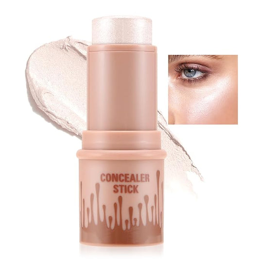 Cream Highlighter Stick, Shimmer Brightener Makeup Stick, Blendable and Waterproof Bronzer Glitter Powder, Illuminator Contour for Women
