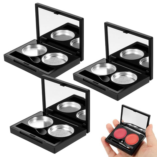 FRCOLOR 3Pcs Empty Eyeshadow Cases Plastic Square Eye Shadow Palette Highlight Blush Powder Sample Containers Pans Perfect for DIY Storage and Organizing Cosmetics
